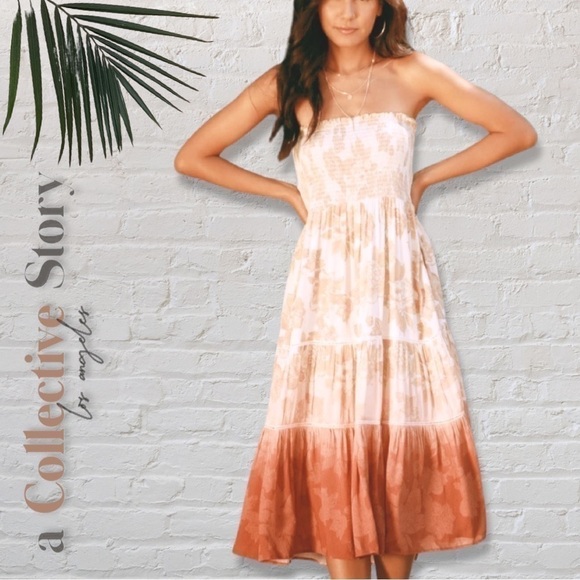 A Collective Story Odette Smocked Convertible Midi Dress / Maxi Skirt - Picture 1 of 9